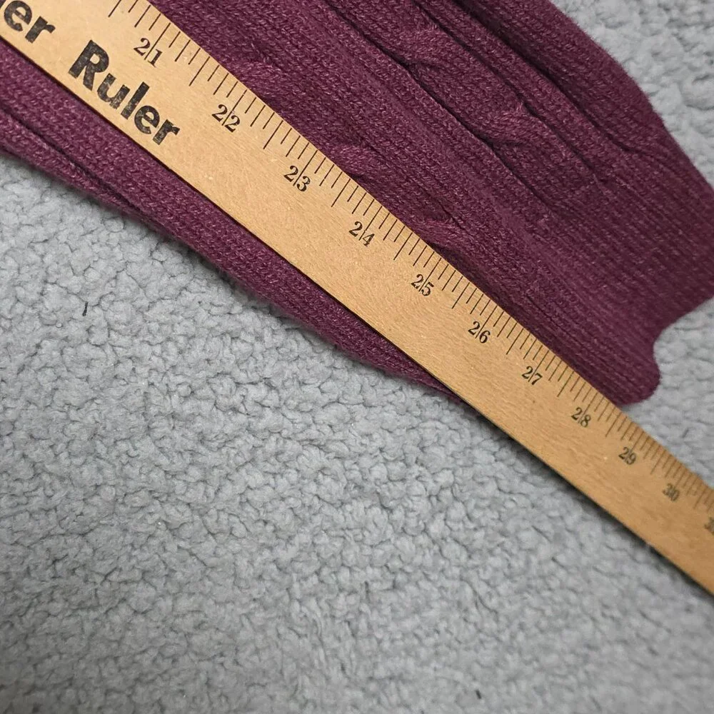 VTG St Johns Bay Sweater Mens Size LT Burgundy 3D Cable Knit Cardigan Grandpa